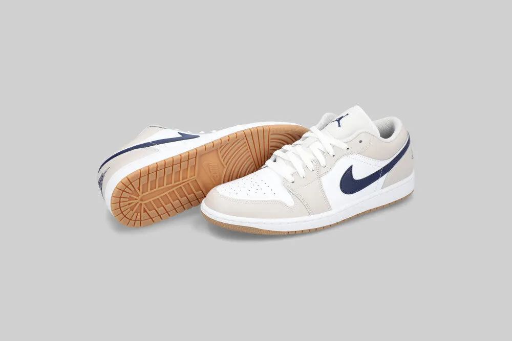 Air Jordan 1 Low 'White and Midnight Navy' - 553558-146 Seamless Knit Construction
