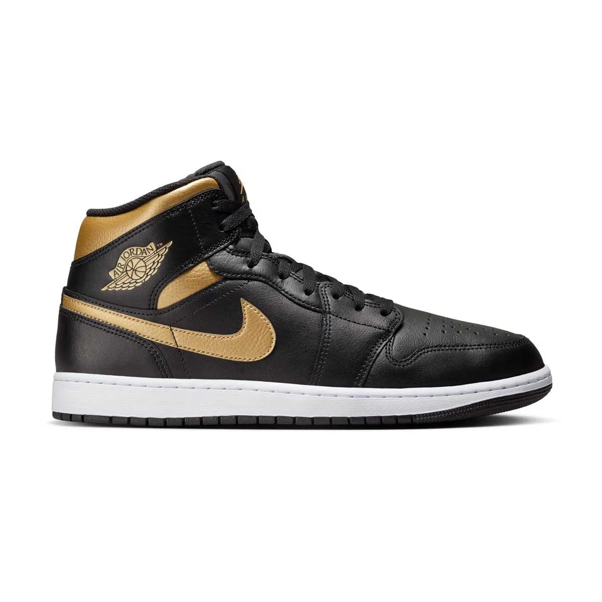 Heel Clip Stabilizer Breathable Construction Air Jordan 1 Mid 'Black Metallic Gold'