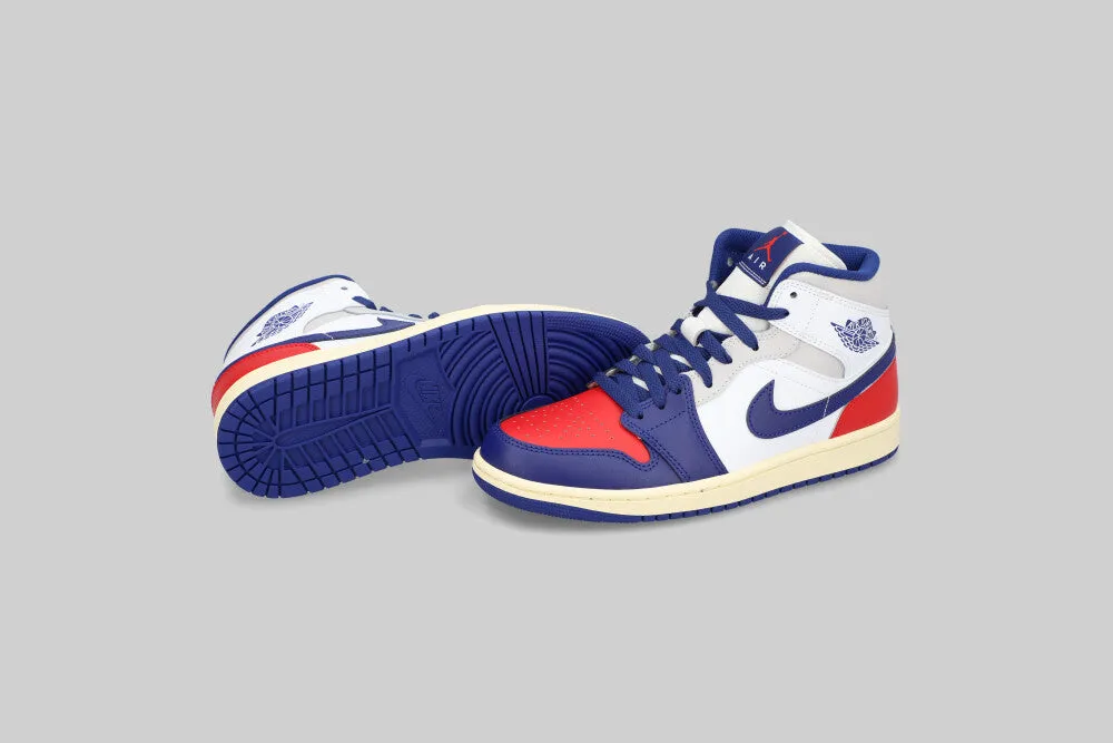 Ultra Responsive Air Jordan 1 Mid Rare Air 'White and Deep Royal Blue'