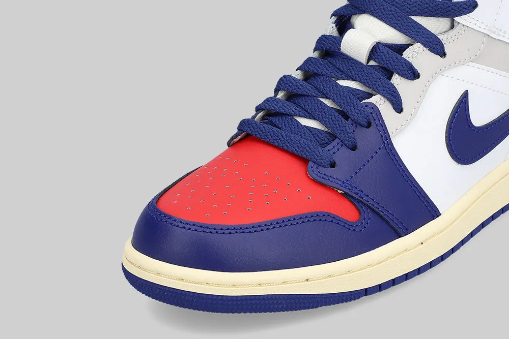Tension Adjust Straps Indoor Court Air Jordan 1 Mid Rare Air 'White and Deep Royal Blue'