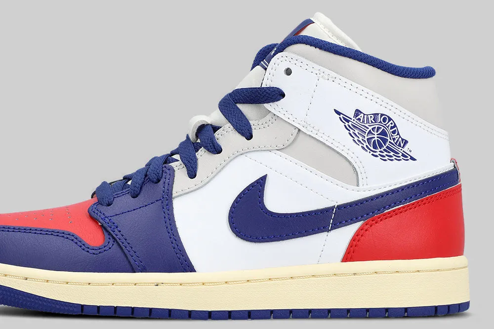 Air Jordan 1 Mid Rare Air 'White and Deep Royal Blue' Anti   Fatigue