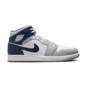Air Jordan 1 Mid 'Wolf Grey Midnight Navy' Durable TPU