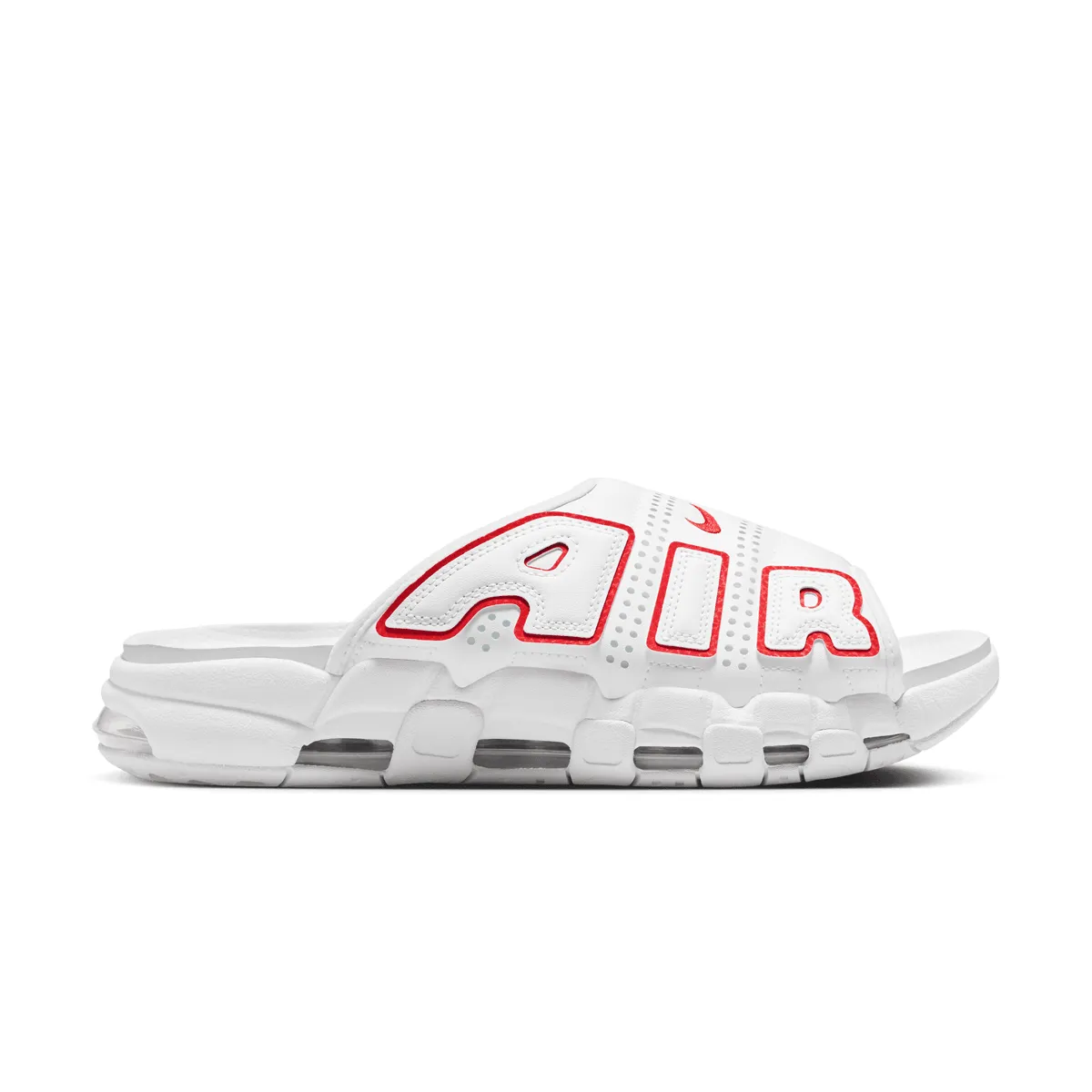 Air More Uptempo Slide 'White Red' Move Swiftly Cloud Support
