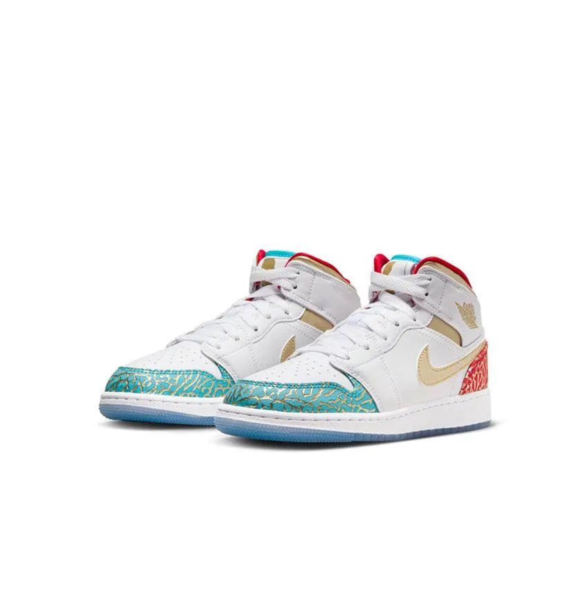 Easy To Clean High Rebound Sole Kid's Air Jordan 1 Mid SS 'UNC to Chi'