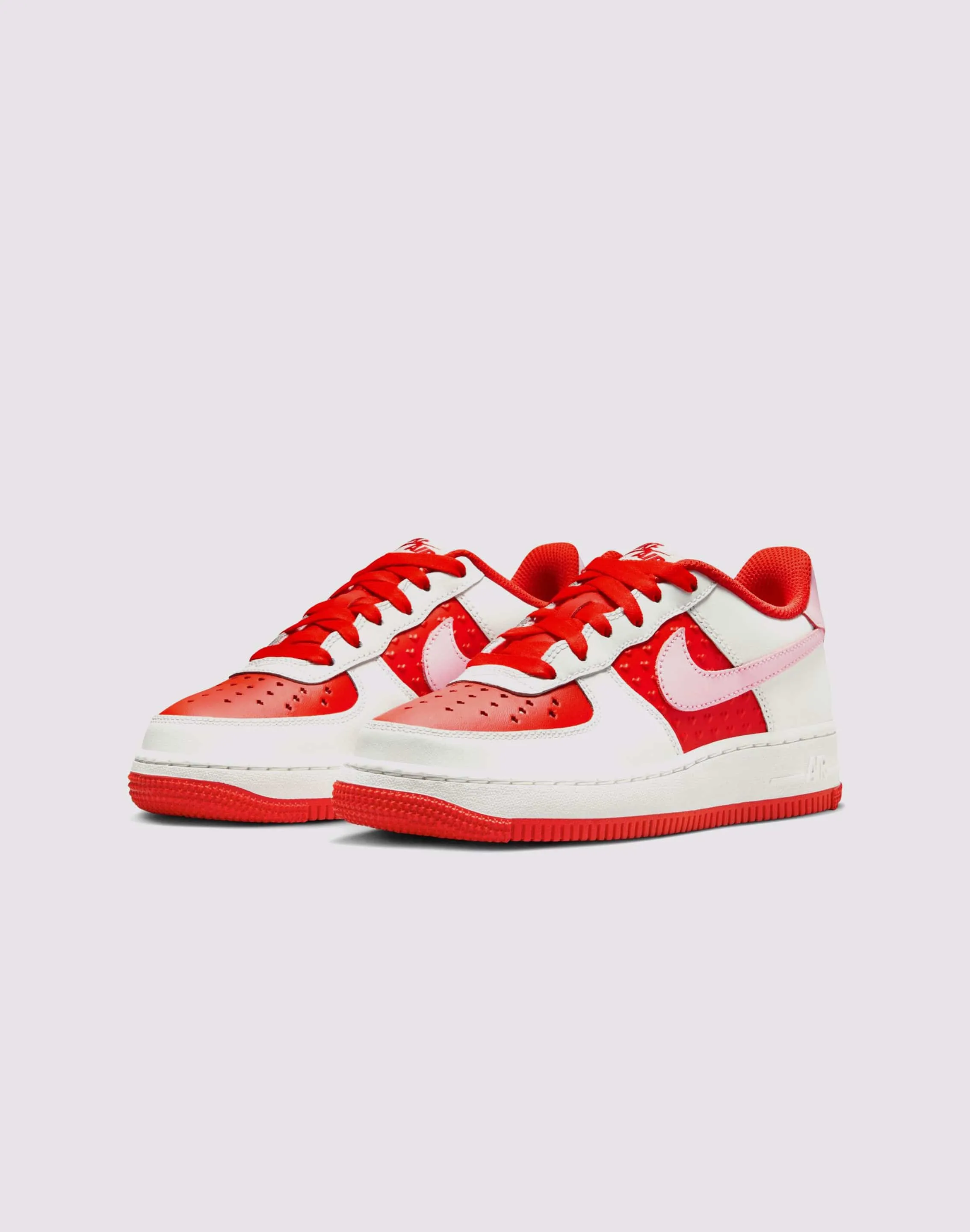 Nike Air Force 1 Grade School Girls' "Summit White/Pink Foam/Lt Crimson" Anti Slip Sneaker Style