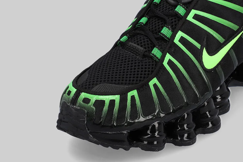 Comfort Benefit Ultra Breathable Knit Nike Shox TL 'Black and Green Strike'