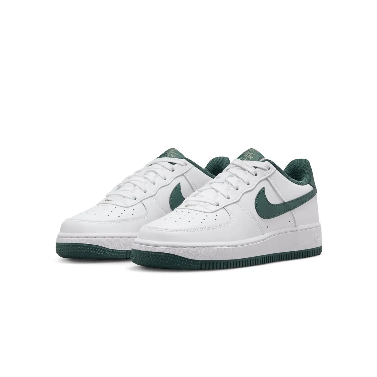 Kids Air Force 1 'White Green' Stretchy Material Anatomical Heel Cup
