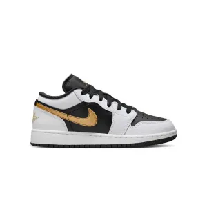 Kids Air Jordan 1 Low 'White Metallic Gold' Centered Pivot Points Mesh Upper