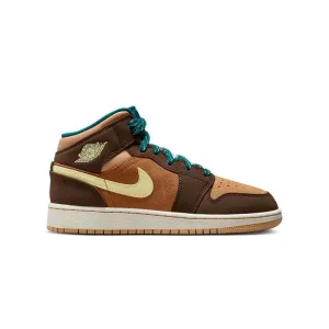 Kid's Air Jordan 1 Mid SE 'Cacao Wow' Asymmetric Lacing