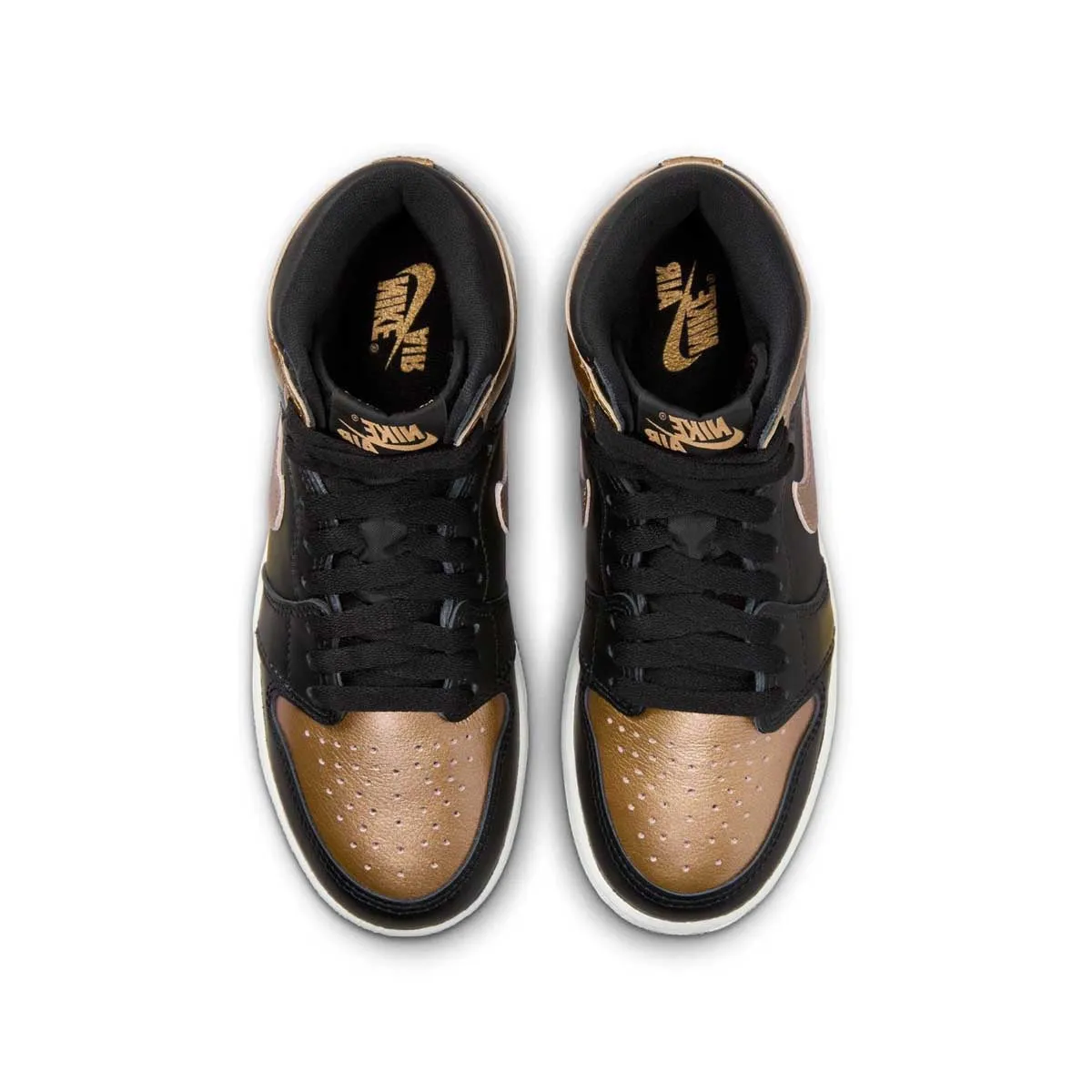 Kids Air Jordan 1 Retro High OG 'Black Metallic Gold' Jumping Power Anti Friction