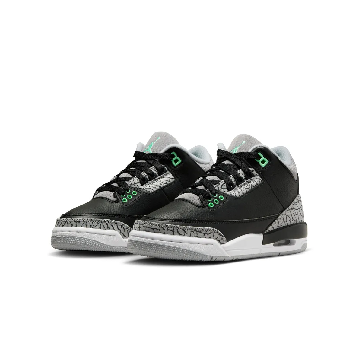 Kids Air Jordan 3 Retro 'Green Glow' Slim Frame Soft Landing