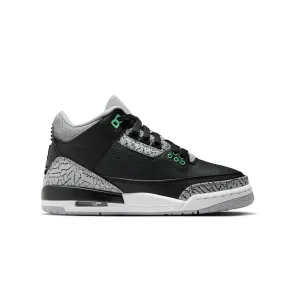 Layered silhouette Hyper Compression Molding Kids Air Jordan 3 Retro 'Green Glow'
