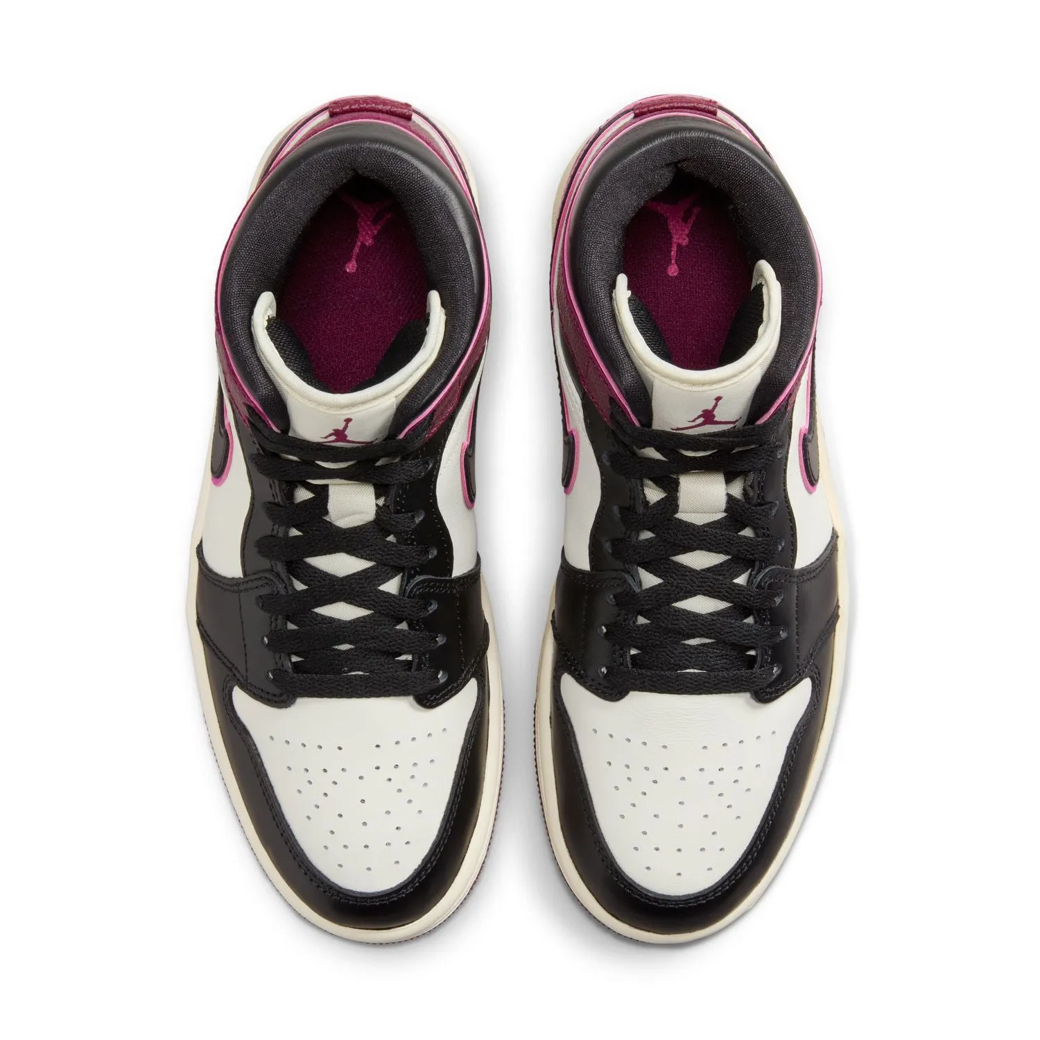 Wmns Air Jordan 1 Mid SE 'Sail Bordeaux' Anatomical shape Powerful Jump