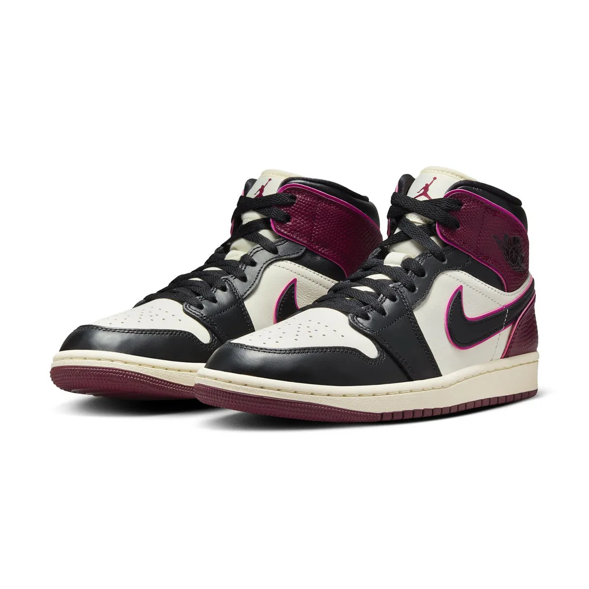 Sharp Turn Padded interior Wmns Air Jordan 1 Mid SE 'Sail Bordeaux'