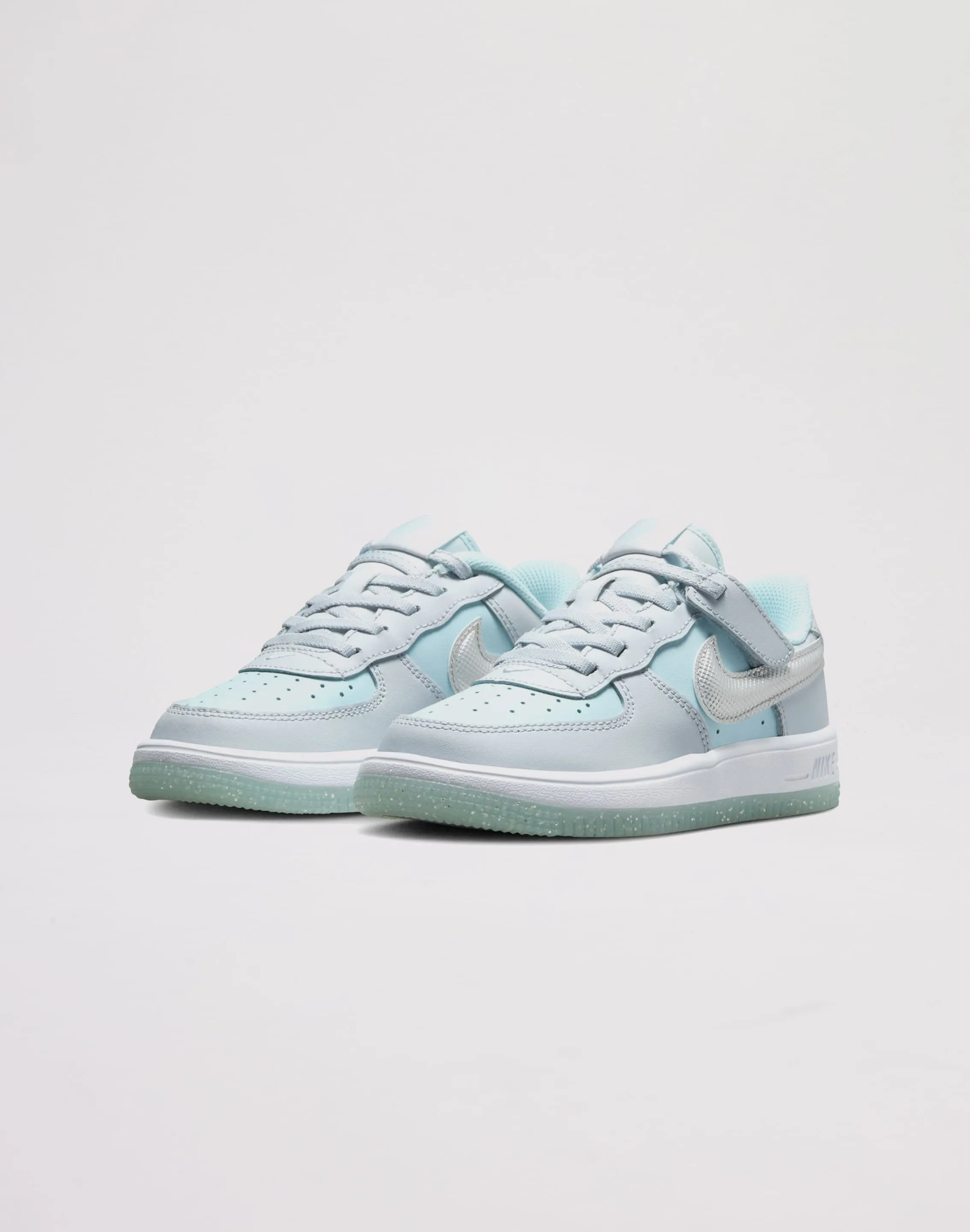 Performance Fit Design Nike Air Force 1 Low EasyOn Toddler Girls' "Pure Platinum/Metallic Silver"