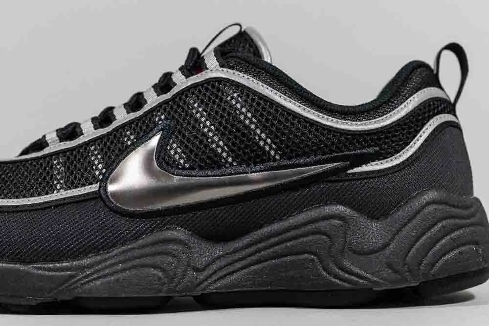 Nike Air Zoom Spiridon 'Black and Metallic Silver' Airflow channels hybrid design
