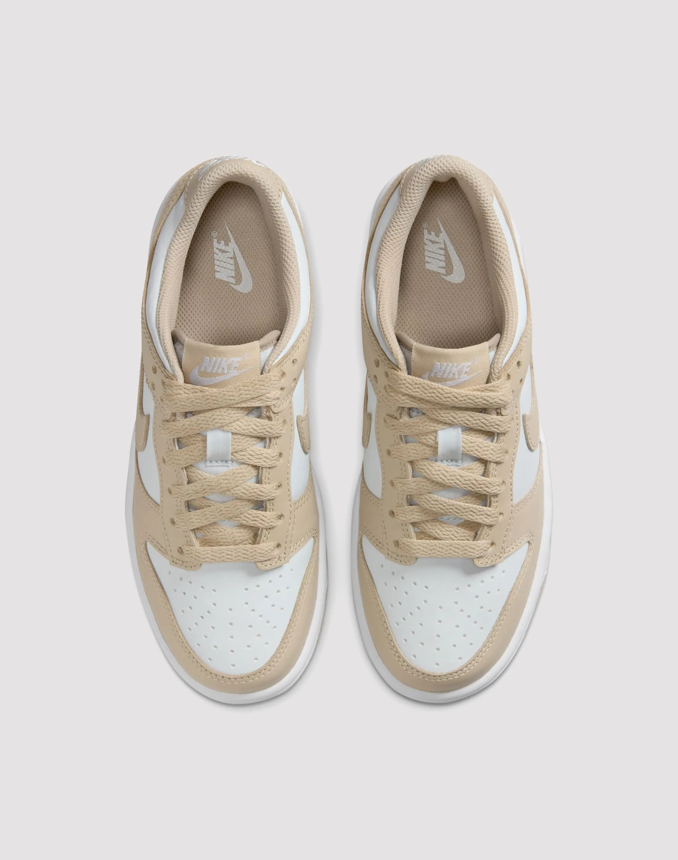 Nike Dunk Low Grade School Boys' "Desert Khaki/Pure Platinum" No Slip Cross Court Balance