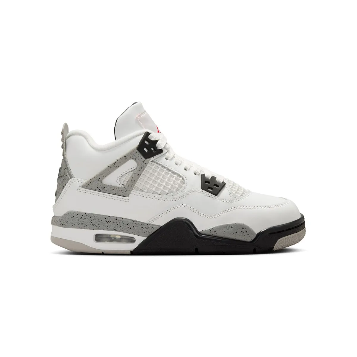 Kids Air Jordan 4 Retro 'White Cement' Tensile Knit Hollow Tech Frame