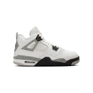 Kids Air Jordan 4 Retro 'White Cement' Tensile Knit Hollow Tech Frame