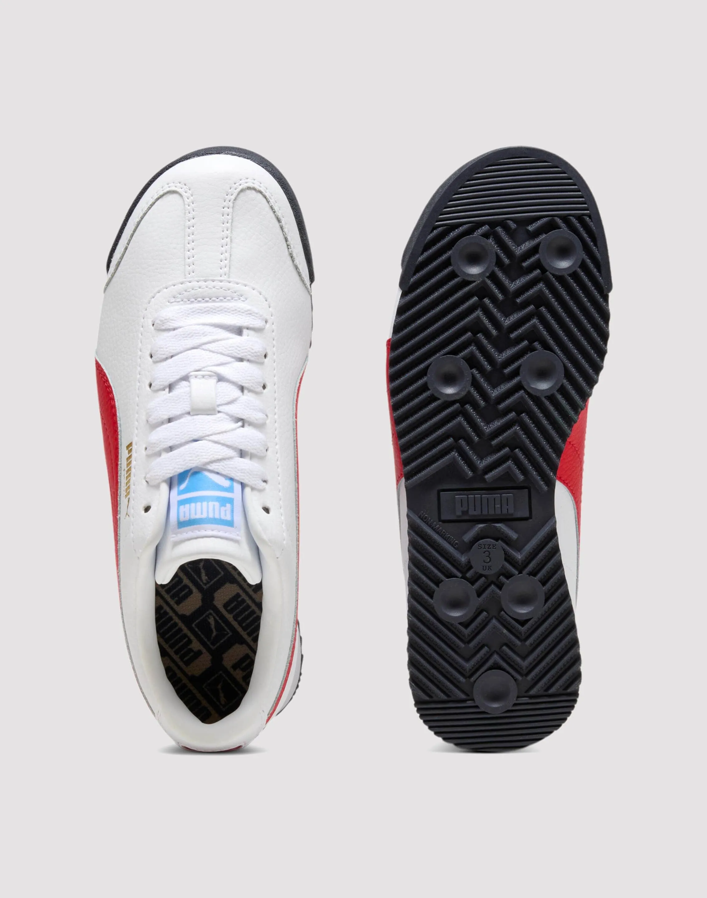 Puma Roma 24 Standard Grade School Boys' "White/Red/Blue" NonSlipSole Pivot Point