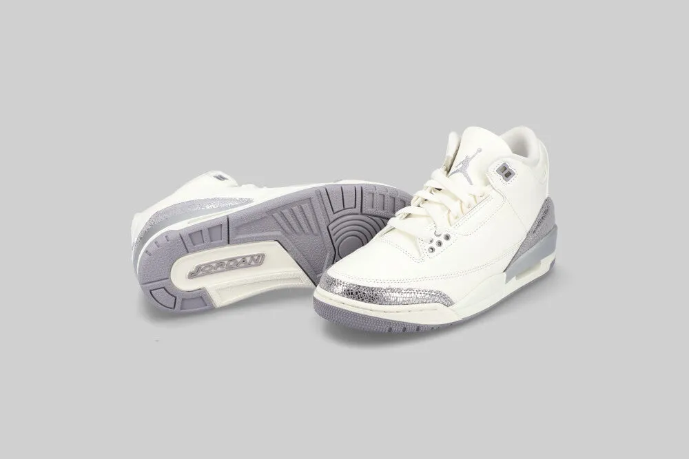 Women's Air Jordan 3 Retro 'Sail and Cement Grey' - CK9246-100 Lightweight Cushion