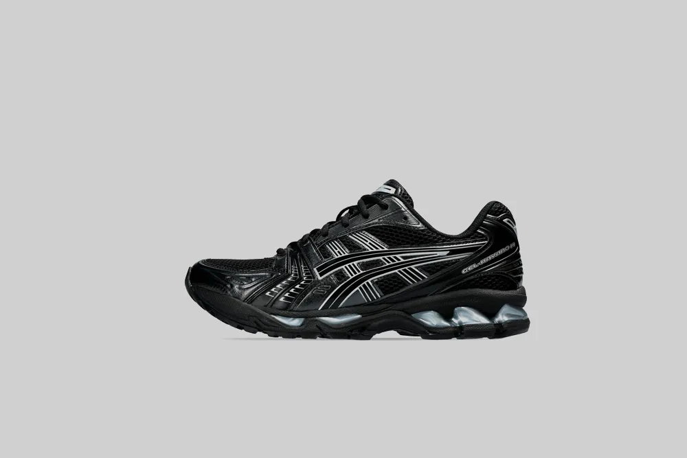 group running Rocker Geometry Sole ASICS GEL-Kayano 14 'Black and Pure Silver' - 1201A019.006