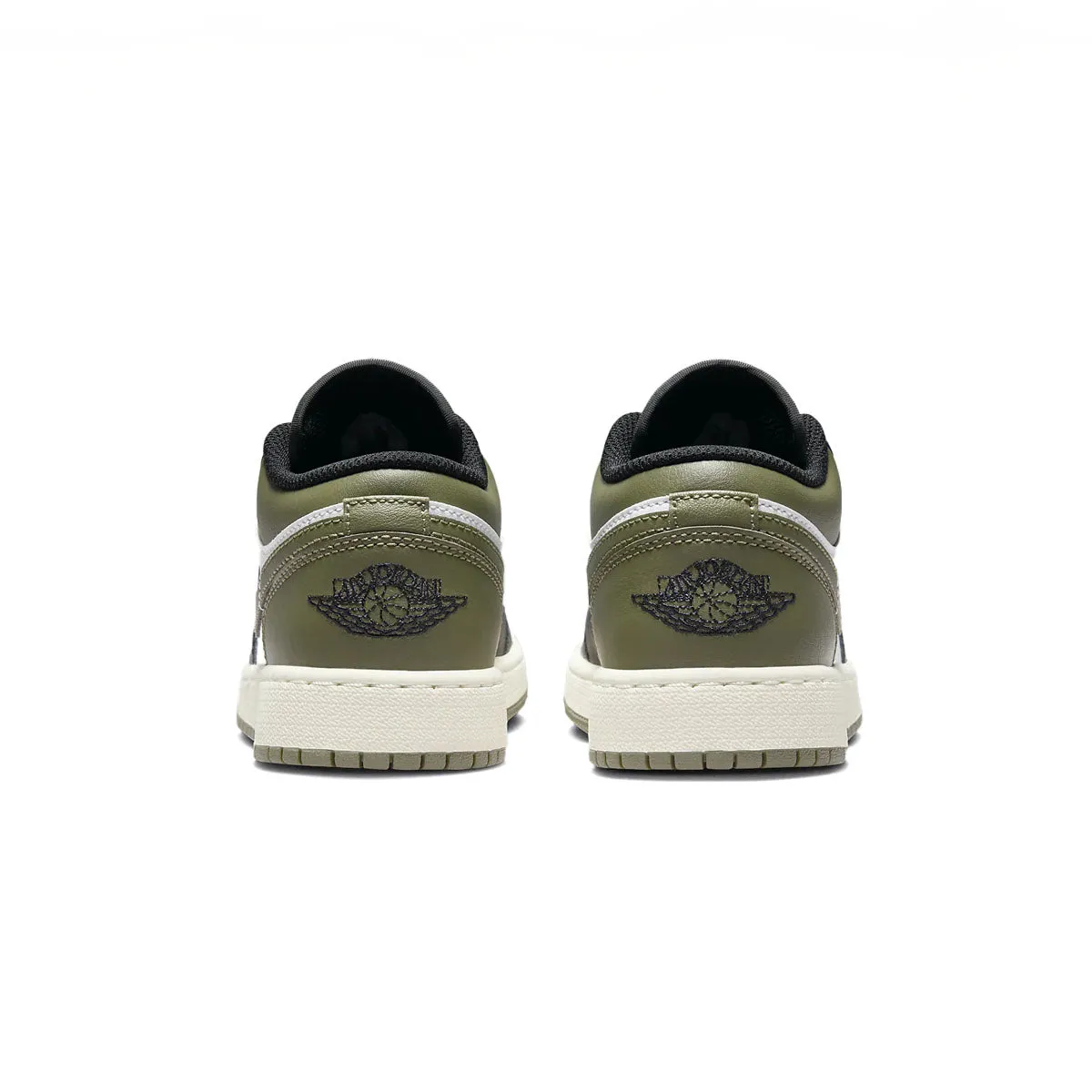 Kids Air Jordan 1 Low 'Black Toe Medium Olive' Perforated Upper Panels College Game