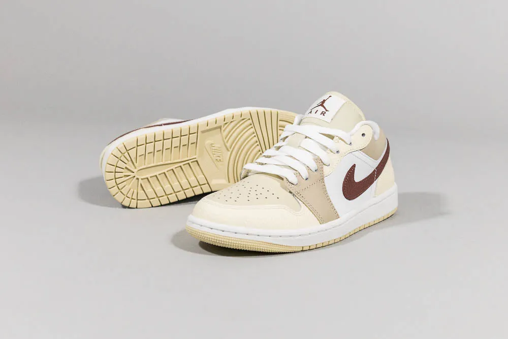 Women's Air Jordan 1 Low 'Team Gold and Red' Flexible Forefoot Flexure Compression Mesh Panels