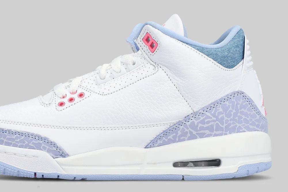Women's Air Jordan 3 'White and Cobalt Bliss' (GS) Microfiber Layered Lining All-Court Grip
