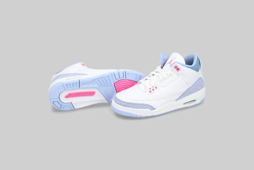 Women's Air Jordan 3 'White and Cobalt Bliss' (GS) Torsional Rigidity Tech Power Shot