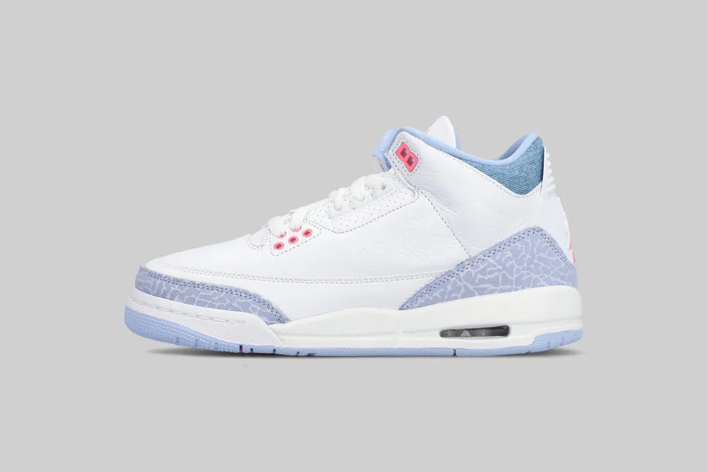 Ergonomic Footbed Sneakers Breathable Material Women's Air Jordan 3 'White and Cobalt Bliss' (GS)