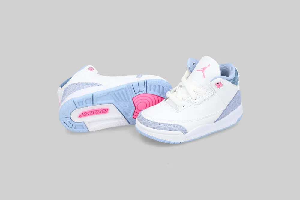 Women's Air Jordan 3 'White and Cobalt Bliss' (TD) Rolling Motion Tech