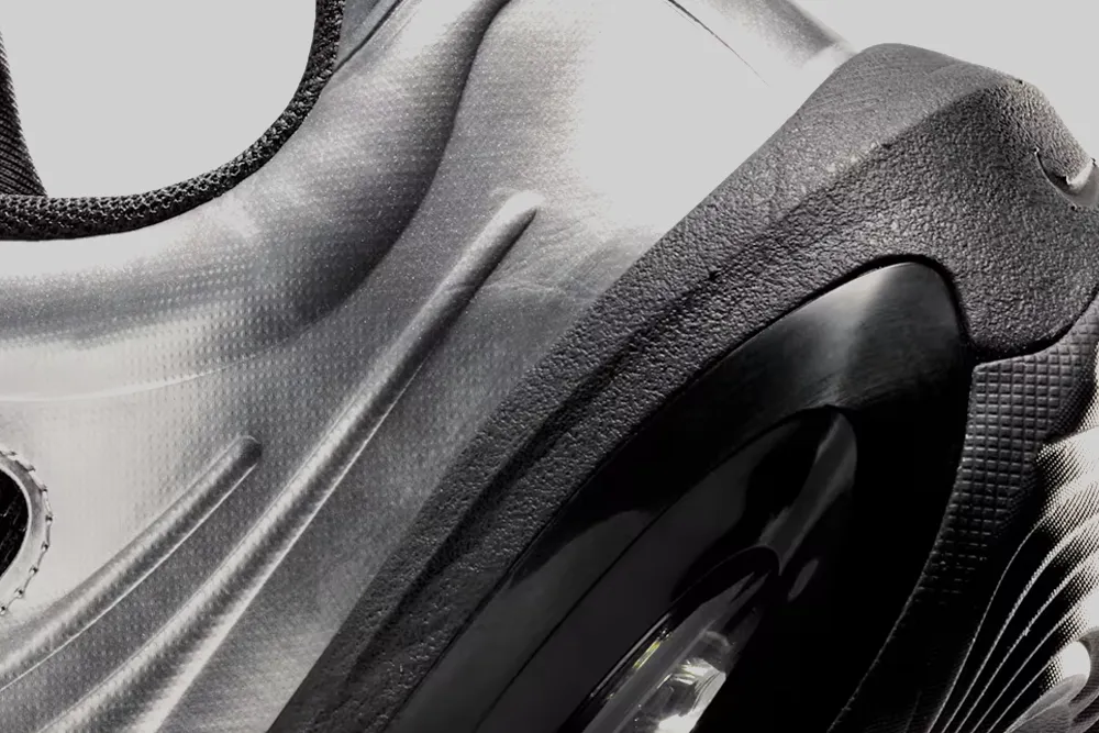 Women's Nike Air Max Muse 'Black and Metallic Silver' Textile Upper Bold Design